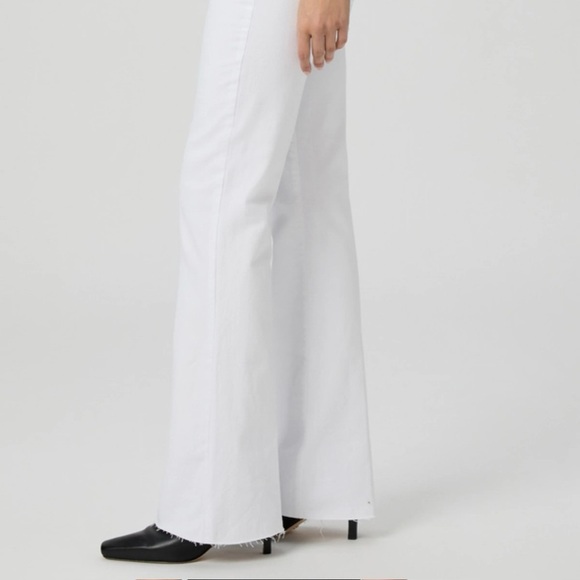 PAIGE White Laurel Canyon High Rise Flare Bootcut Jeans Size 30 Raw Hem - Picture 2 of 12